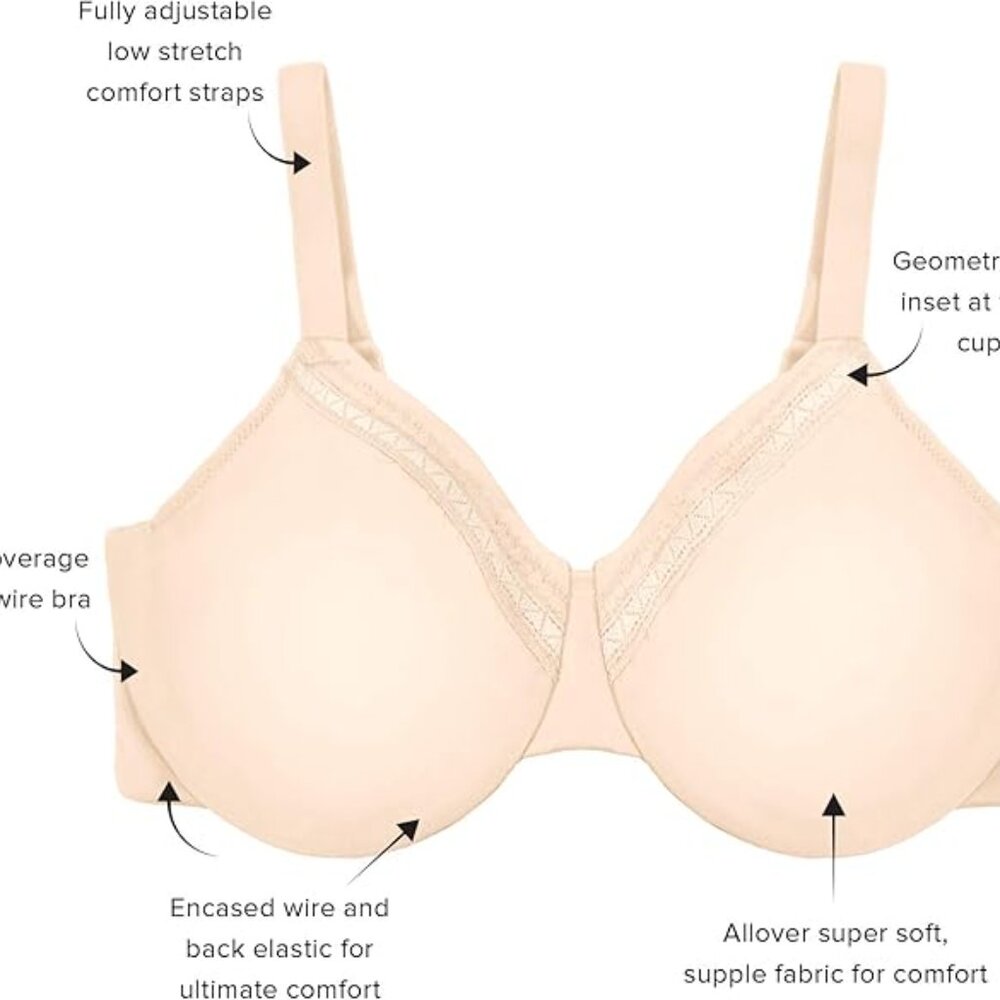 Vanity Fair Full-Figure Wireless Sports Bra 71500 - Damask Neutral (Nude 5) - Picture 4 of 4